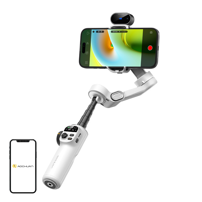 Accesorii telefoane mobile - Stabilizator AOCHUAN X2 cu senzor AI (alb)