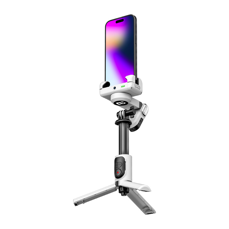 Accesorii telefoane mobile - Stabilizator AOCHUAN M1 Pro cu iluminare RGB (alb)