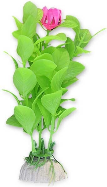 Decoruri si plante artificiale acvarii - Planta Artificiala Pentru Acvariu, 10 cm, Verde Cu Roz