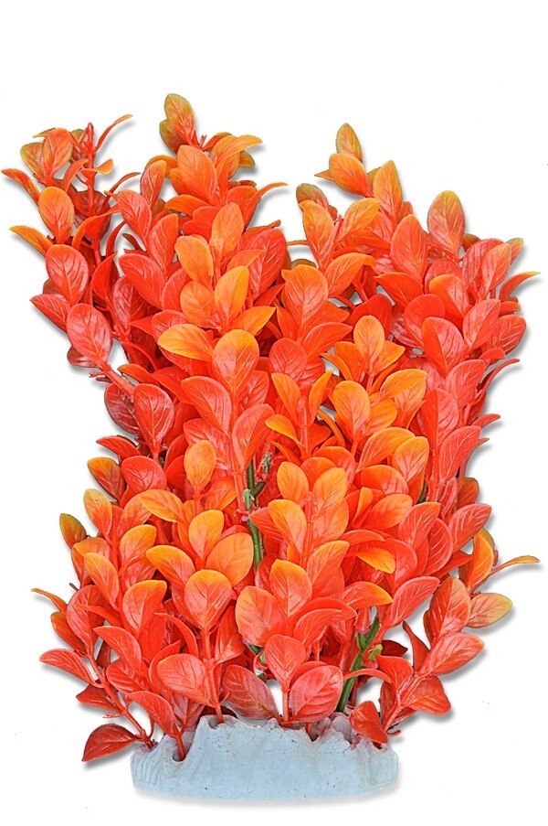 Decoruri si plante artificiale acvarii - Planta Artificiala Pentru Acvariu, 20 cm, Verde/Rosu