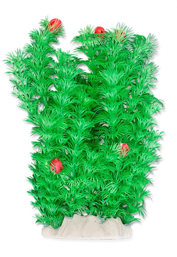 Decoruri si plante artificiale acvarii - Planta Artificiala Pentru Acvariu, 20 cm, Verde/Rosu