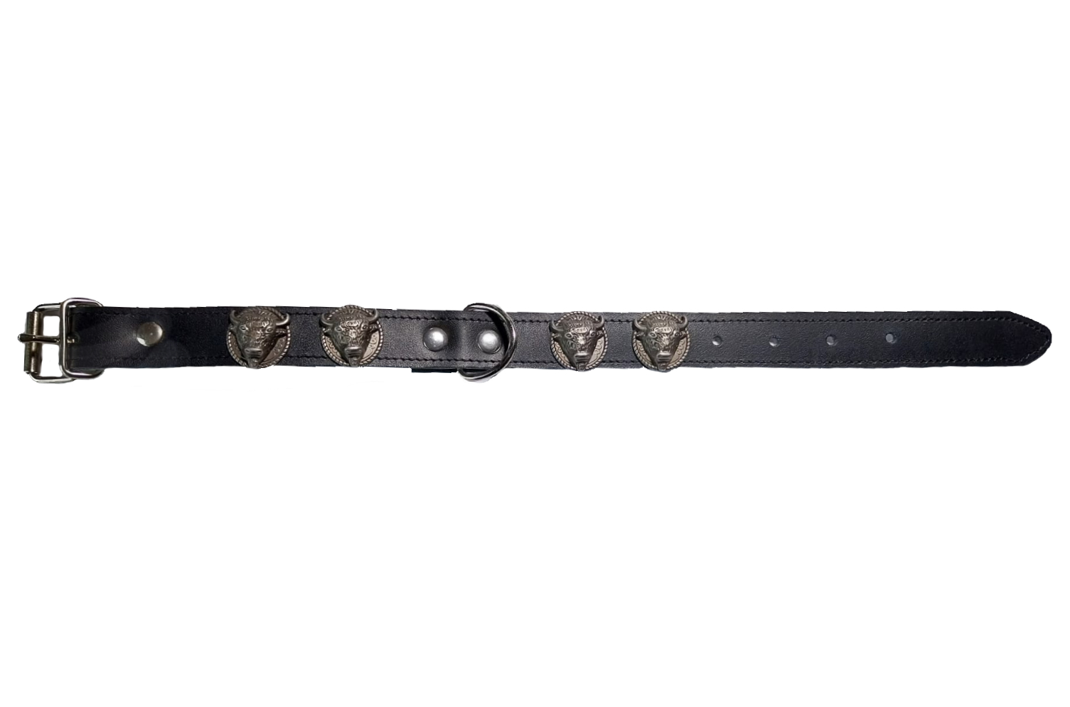 Zgarda Exo Piele Naturala, cu Motiv Taur, 25 mm x 40 cm, Negru [1]