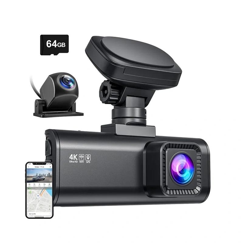 Camere Auto - REDTIGER F7N - Camera video pentru bord cu WiFi, 4K + 1080p