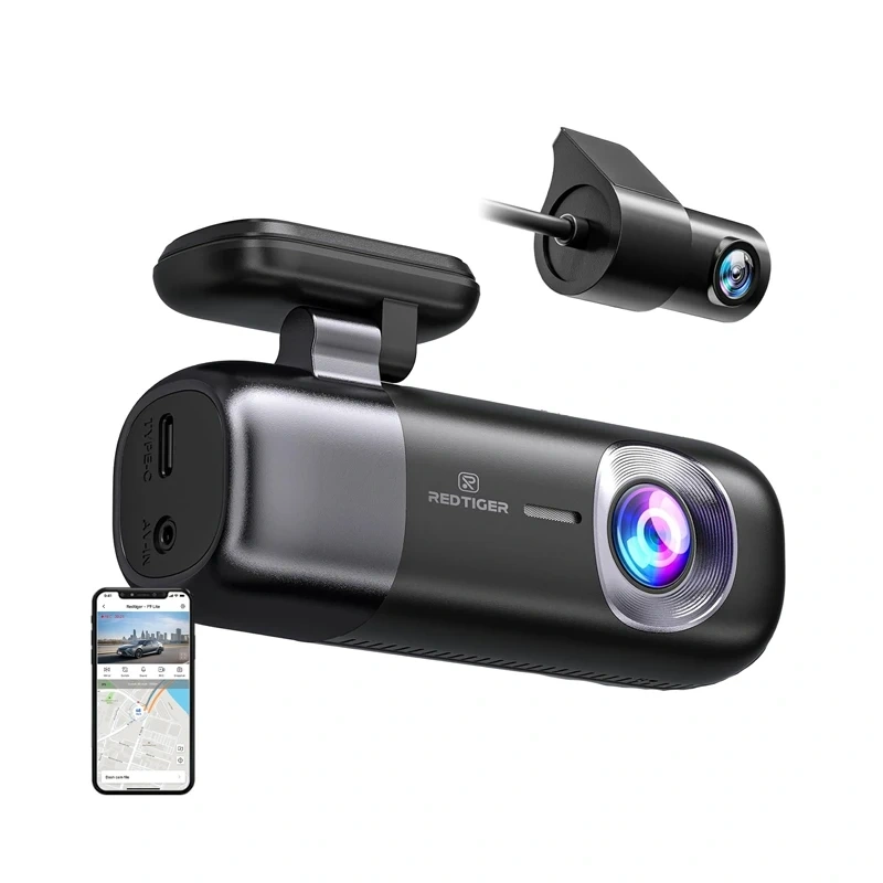 Camere Auto - REDTIGER F9 - Camera video pentru bord cu WiFi, 4K + 1080p