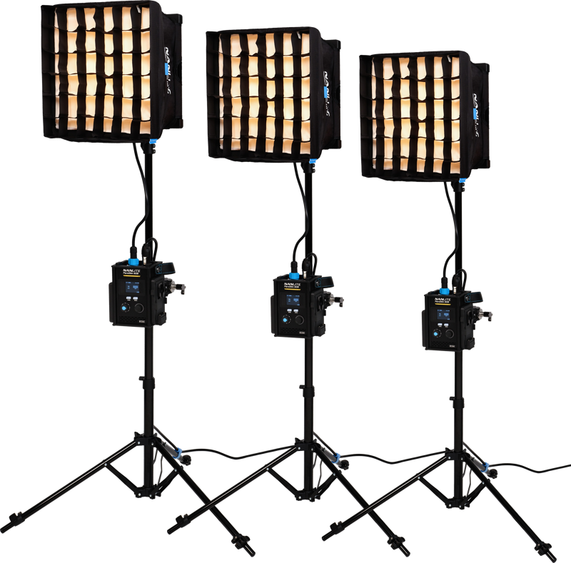 Lampi LED pentru studio - Kit iluminare Nanlite PavoSlim 60B, 3 panouri LED cu stativ + troller