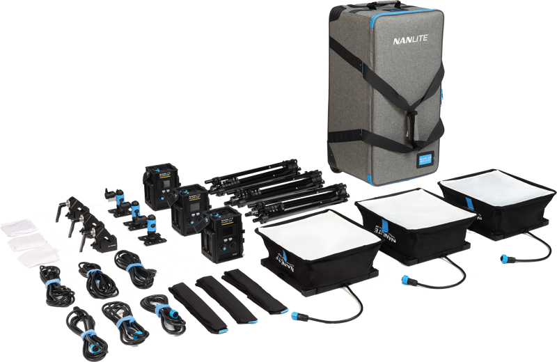 Kit iluminare Nanlite PavoSlim 60B, 3 panouri LED cu stativ + troller [1]