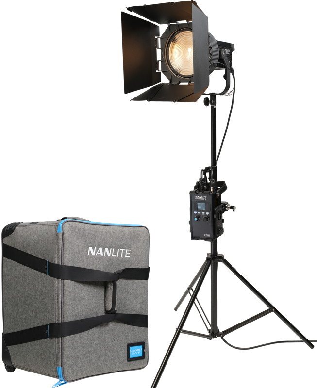 Echipamente de studio - Kit iluminare Nanlite Forza 300B II Bicolor, lentila Fresnel FL-20G + troler