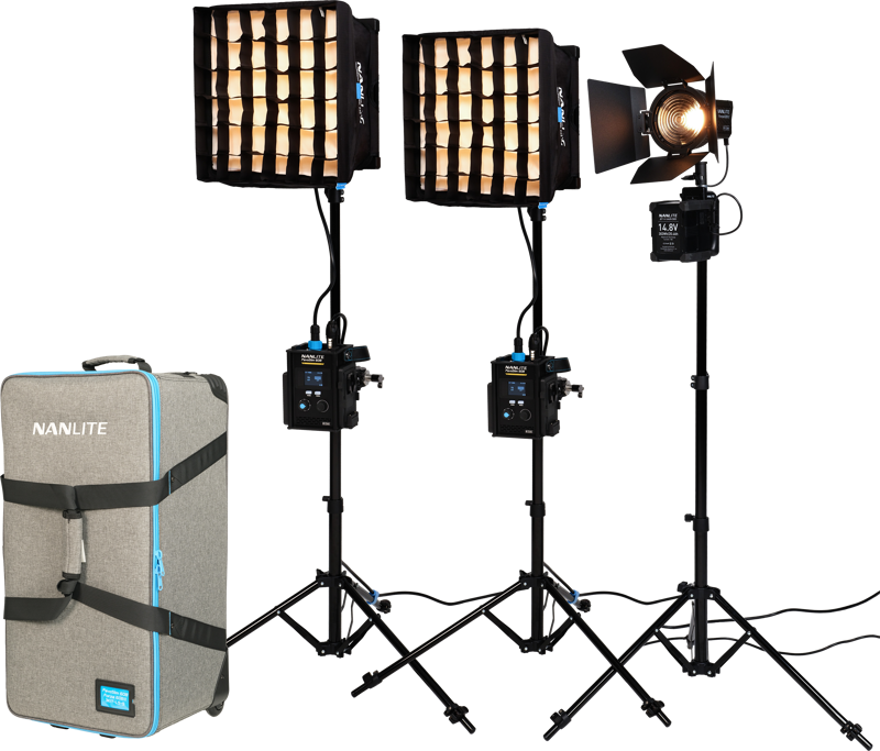 Lampi LED pentru studio - Kit iluminare Nanlite PavoSlim 60B & Forza 60B II, 2 panouri LED & 1 lampa LED + troller