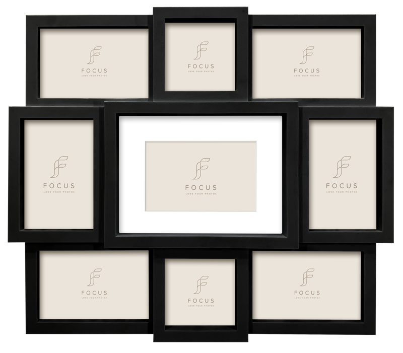 Rame si albume foto - Rama Focus Collage 9 Pictures Black