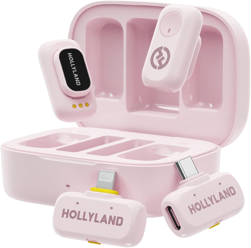 TV, Audio-Video & Foto - Kit lavaliere wireless Hollyland LARK A1 Combo Cloud Pink, cu USB-C, Lightning