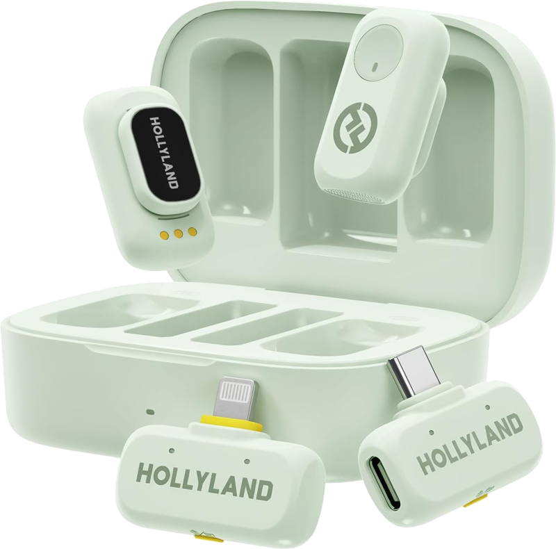 TV, Audio-Video & Foto - Kit lavaliere wireless Hollyland LARK A1 Combo Mint Green, cu USB-C, Lightning