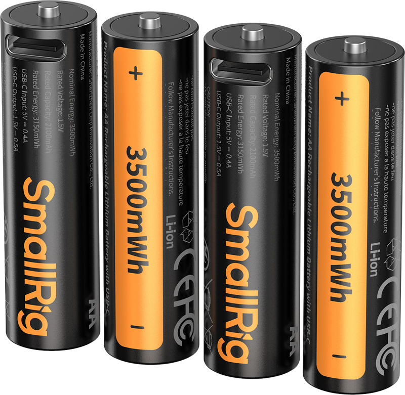 TV, Audio-Video & Foto - Baterie reincarcabila cu litiu SmallRig 5768 tip AA (2100 mAh) cu USB-C (4 buc.)