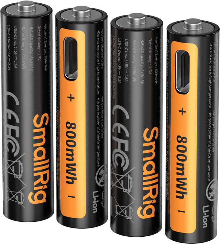 TV, Audio-Video & Foto - Baterie reincarcabila cu litiu SmallRig 5769 AAA (470 mAh) cu USB-C (4 buc.)
