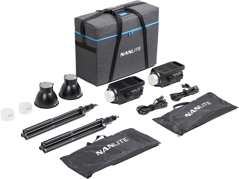 Kit iluminare Nanlite FS-300B, 2 lampi LED cu stativ & softbox [1]