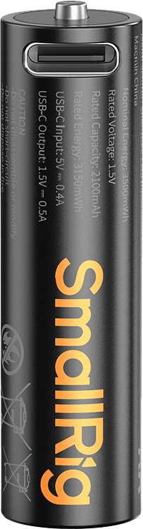 Baterie reincarcabila cu litiu SmallRig 5768 tip AA (2100 mAh) cu USB-C (4 buc.) [1]