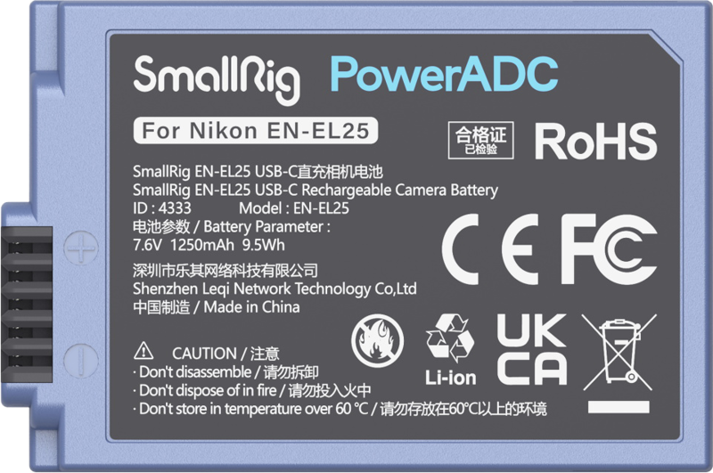 Baterie camera USB-C reincarcabila SmallRig 4333 EN-EL25 [2]