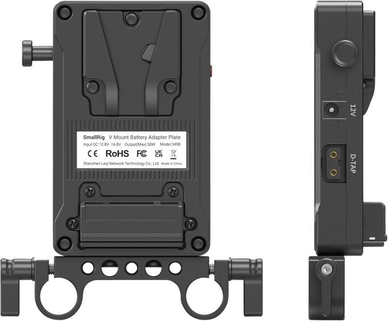 Adaptor baterie SmallRig 3498 V-Mount versiune de baza cu clema duala pentru tije [3]