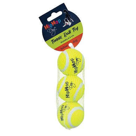 Petshop - Jucarie Pentru Caini, HipHop, Minge Tenis, 3 buc, 5 cm, Galben