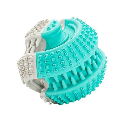 Petshop - Jucarie Pentru Caini, HipHop, Dental, Minge Bicolora, Aroma Menta, Cauciuc, 6 cm, Verde Menta/Gri