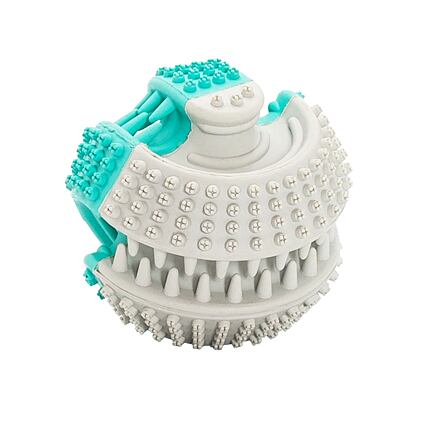 Jucarie Pentru Caini, HipHop, Dental, Minge Bicolora, Aroma Menta, Cauciuc, 6 cm, Verde Menta/Gri [1]