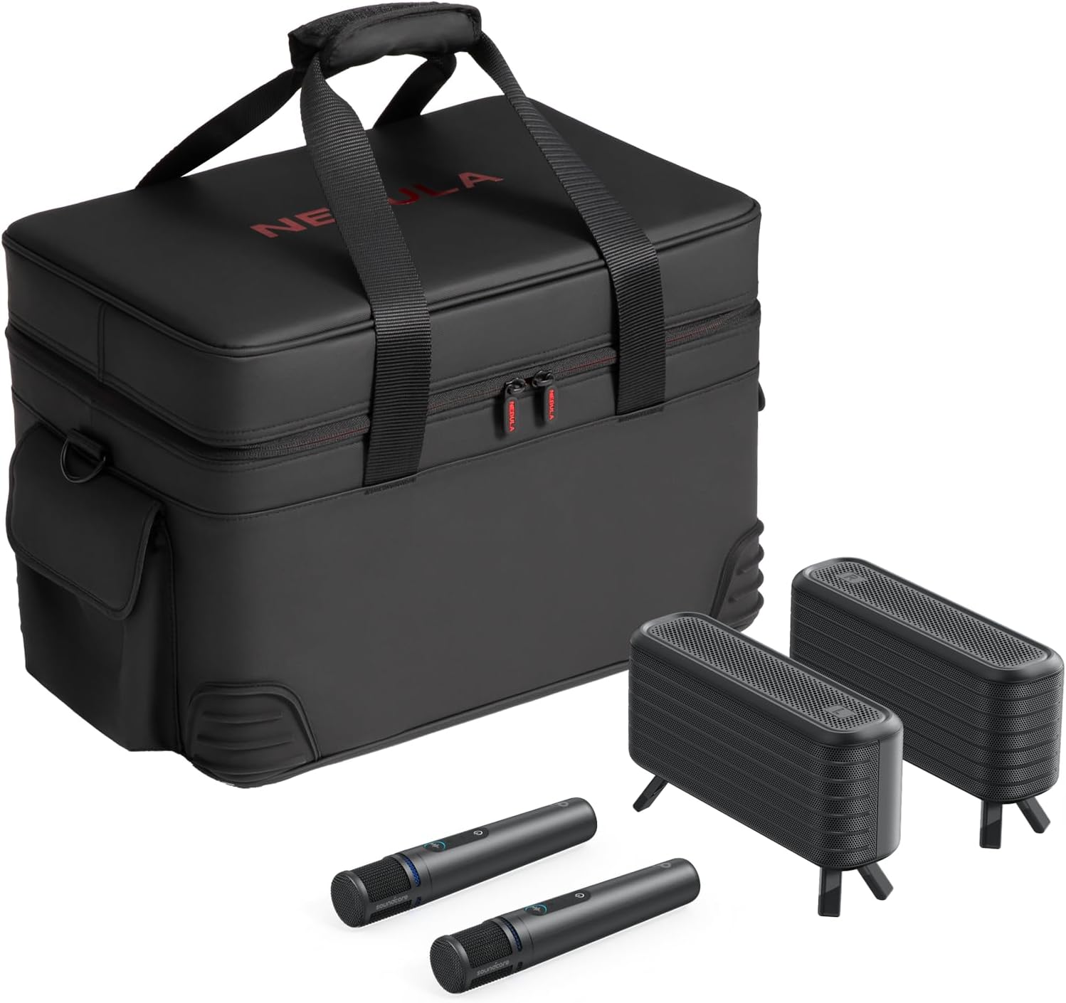 TV, Audio-Video & Foto - Accesorii proiector Anker Nebula X1, cu 2 boxe wireless, 2 microfoane wireless, husa pentru transport, Negru