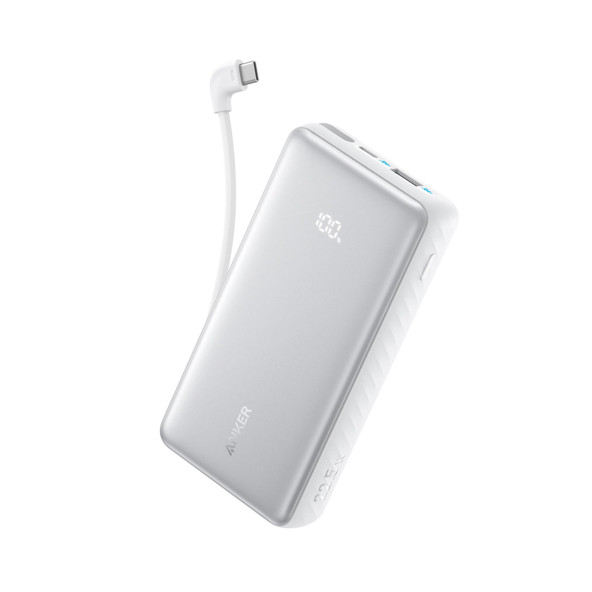 Laptop, Tablete & Telefoane - Baterie externa Anker Zolo 10.000 mAh, 22.5W, cablu USB-C inclus, Alb