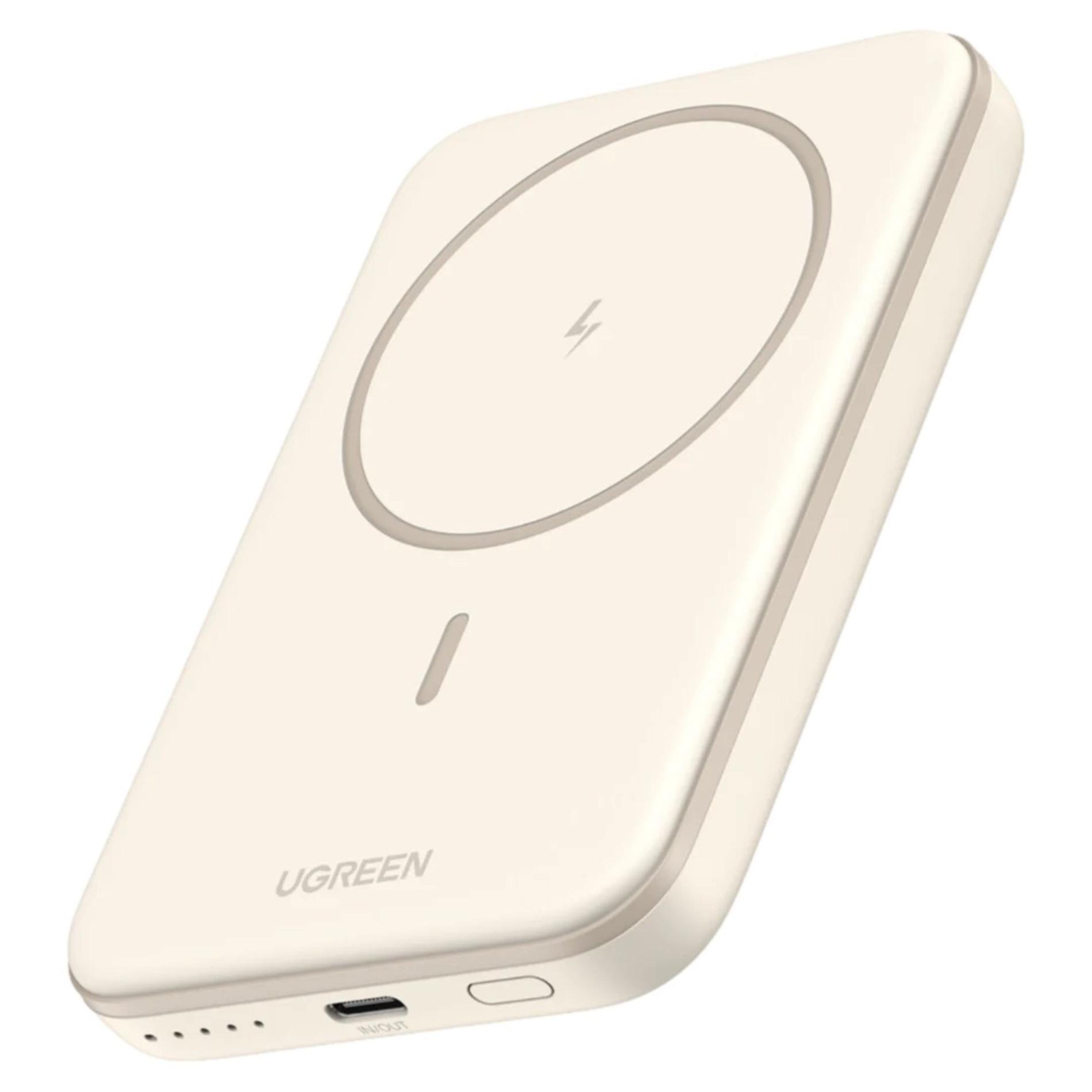Laptop, Tablete & Telefoane - Baterie externa Ugreen 5000 mAh Wireless Magnetic MagSafe USB-C Bej