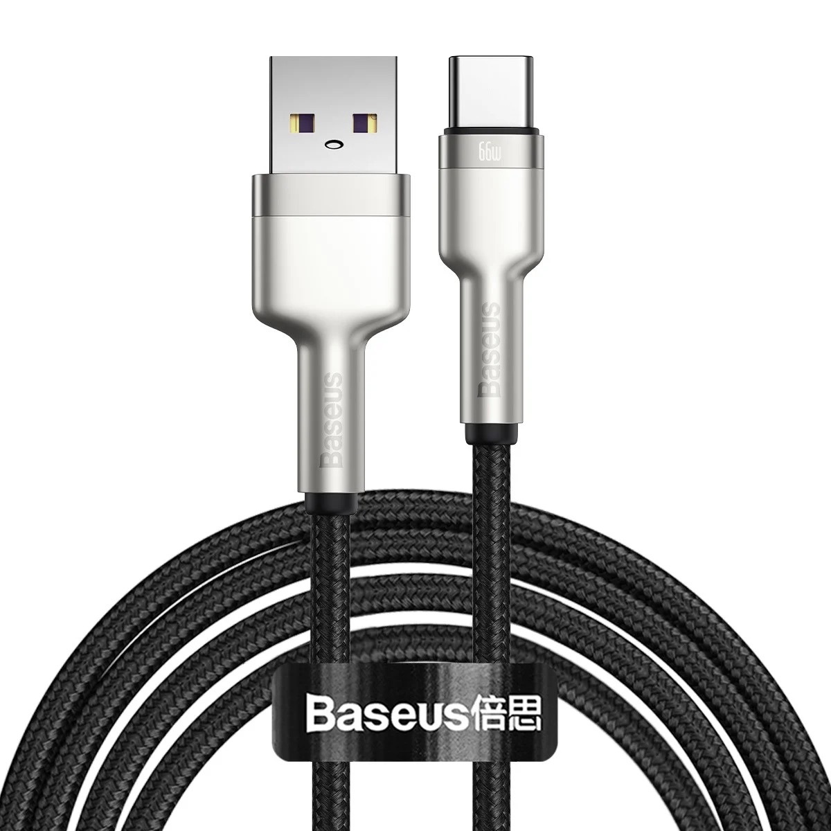 Laptop, Tablete & Telefoane - Cablu Baseus Cafule Metal USB USB-C 66W 2m, Negru