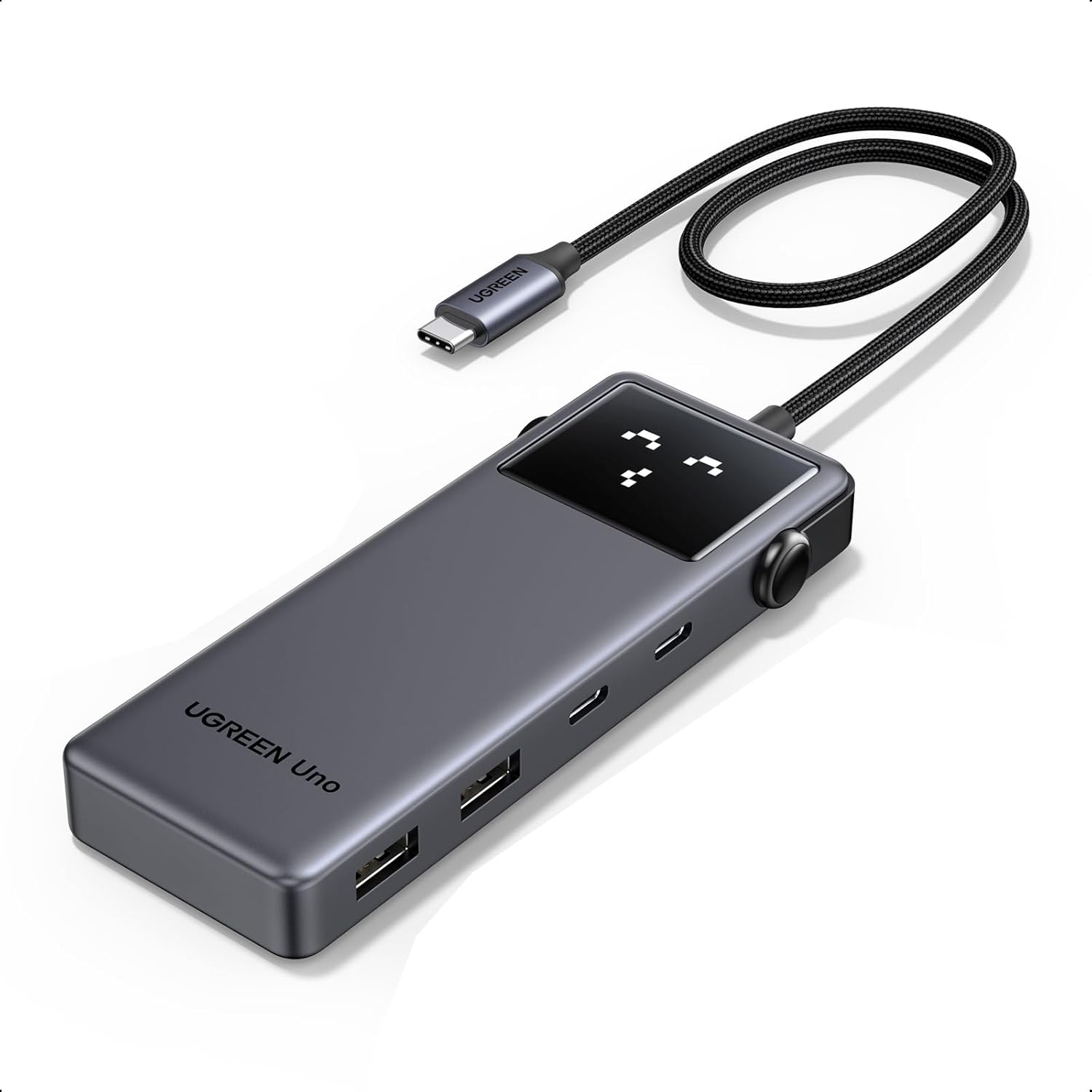 Accesorii laptop - Hub USB UGREEN Uno 6-in-1 USB-C 2x USB-A 3.2, 2x USB-C 3.2, 1x USB-C PD 100W, 1x HDMI 4K, Gri