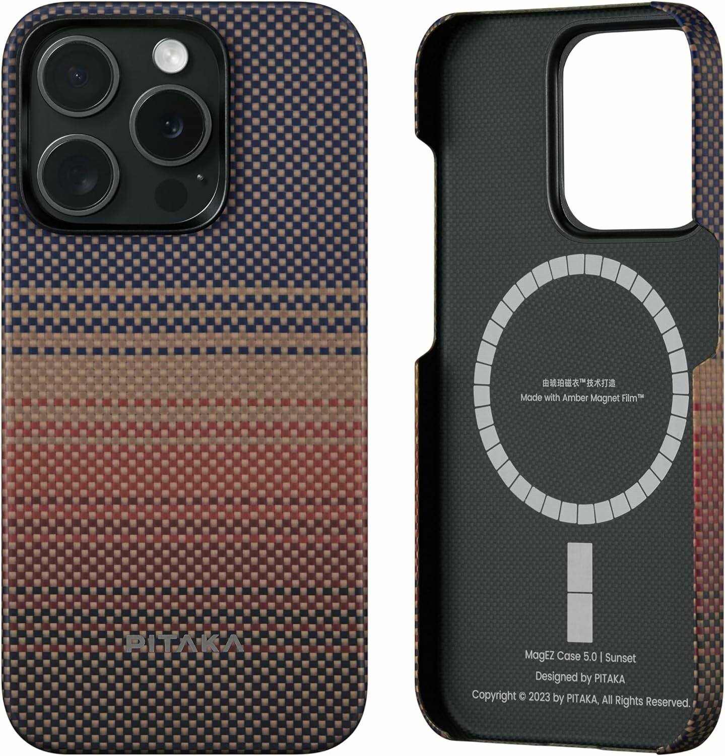 Laptop, Tablete & Telefoane - Husa de protectie Pitaka MagEZ Case 5, 1500D, pentru iPhone 15 Pro, compatibila MagSafe, Sunset