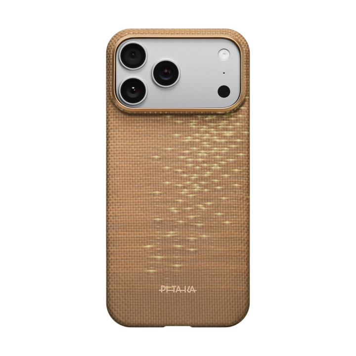 Accesorii telefoane mobile - Husa Pitaka iPhone 17 Pro Max Ultra-Slim, Golden Glint (PitaTap)