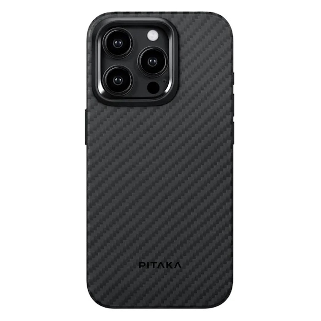Laptop, Tablete & Telefoane - Husa Pitaka MagEZ Pro 4, Aramida 1500D, pentru iPhone 15 Pro, MagSafe, Negru/Gri