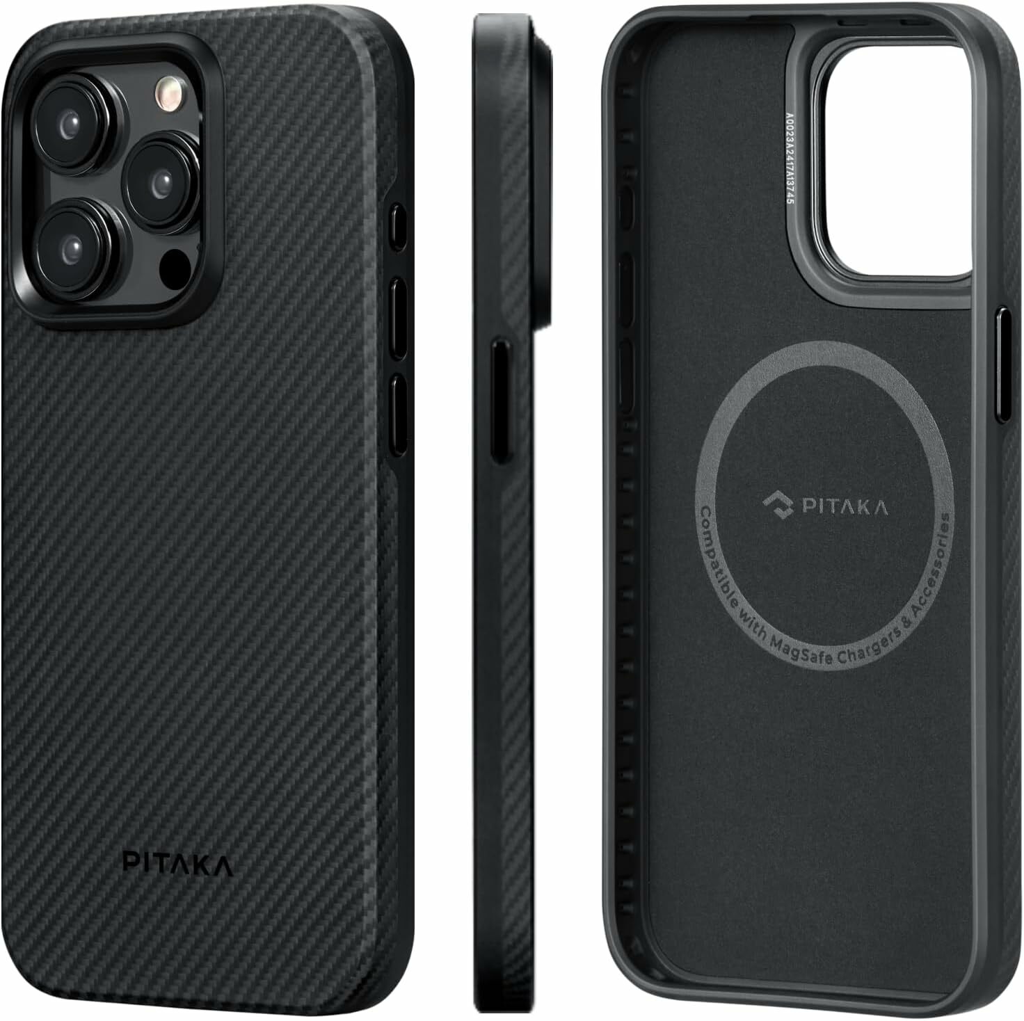 Laptop, Tablete & Telefoane - Husa Pitaka MagEZ Pro 4, Aramida 600D, pentru iPhone 15 Pro Max, MagSafe, Negru/Gri