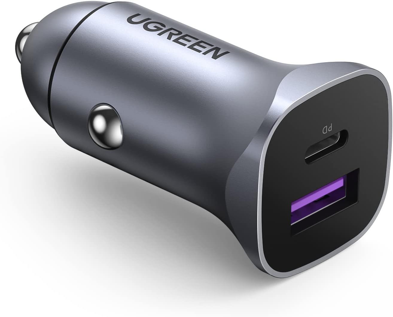 Incarcatoare retea - Incarcator Auto Ugreen 30W USB-C USB-A PD QC 3.0 Gri