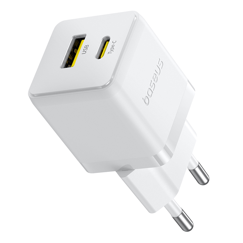 Incarcator retea Baseus Palm 30W 3A 1x USB-A 1x USB-C Alb [1]