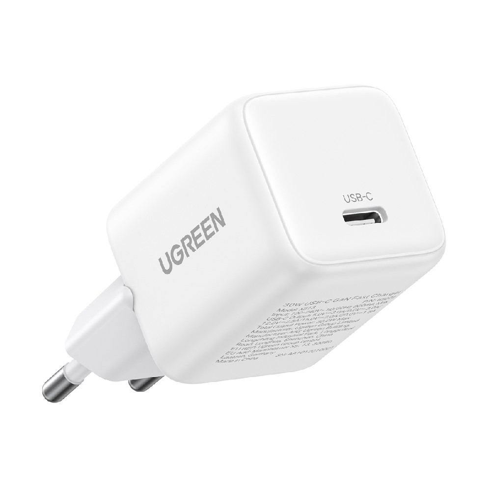 Incarcatoare retea - Incarcator de retea Ugreen 30W QC4 5V/3A USB-C GaN Fast Charging, Alb