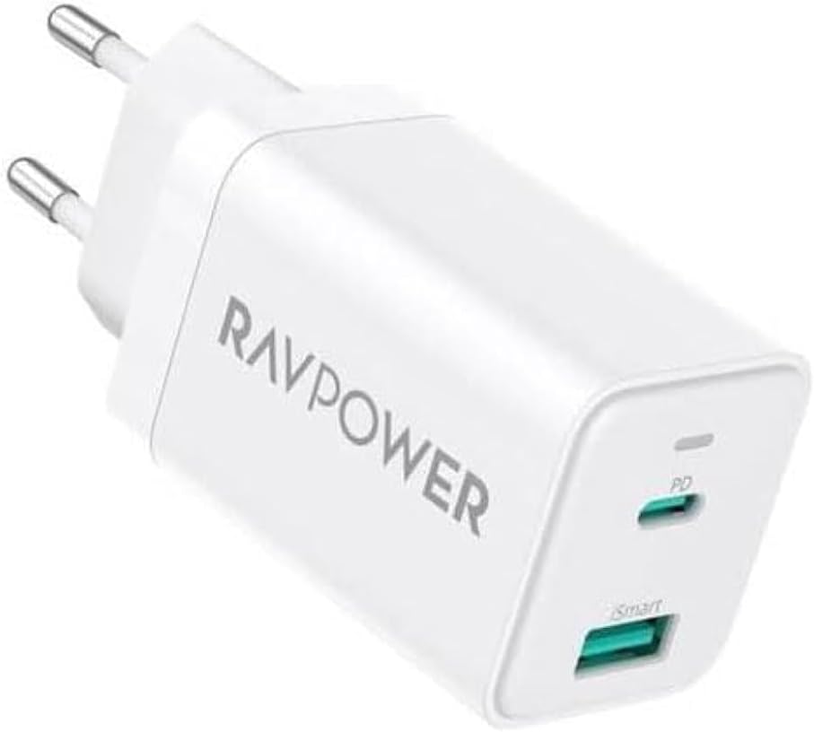 Incarcatoare retea - Incarcator retea RAVPower RP-PC171PD GaN 45W USB-A USB-C Power Delivery Alb