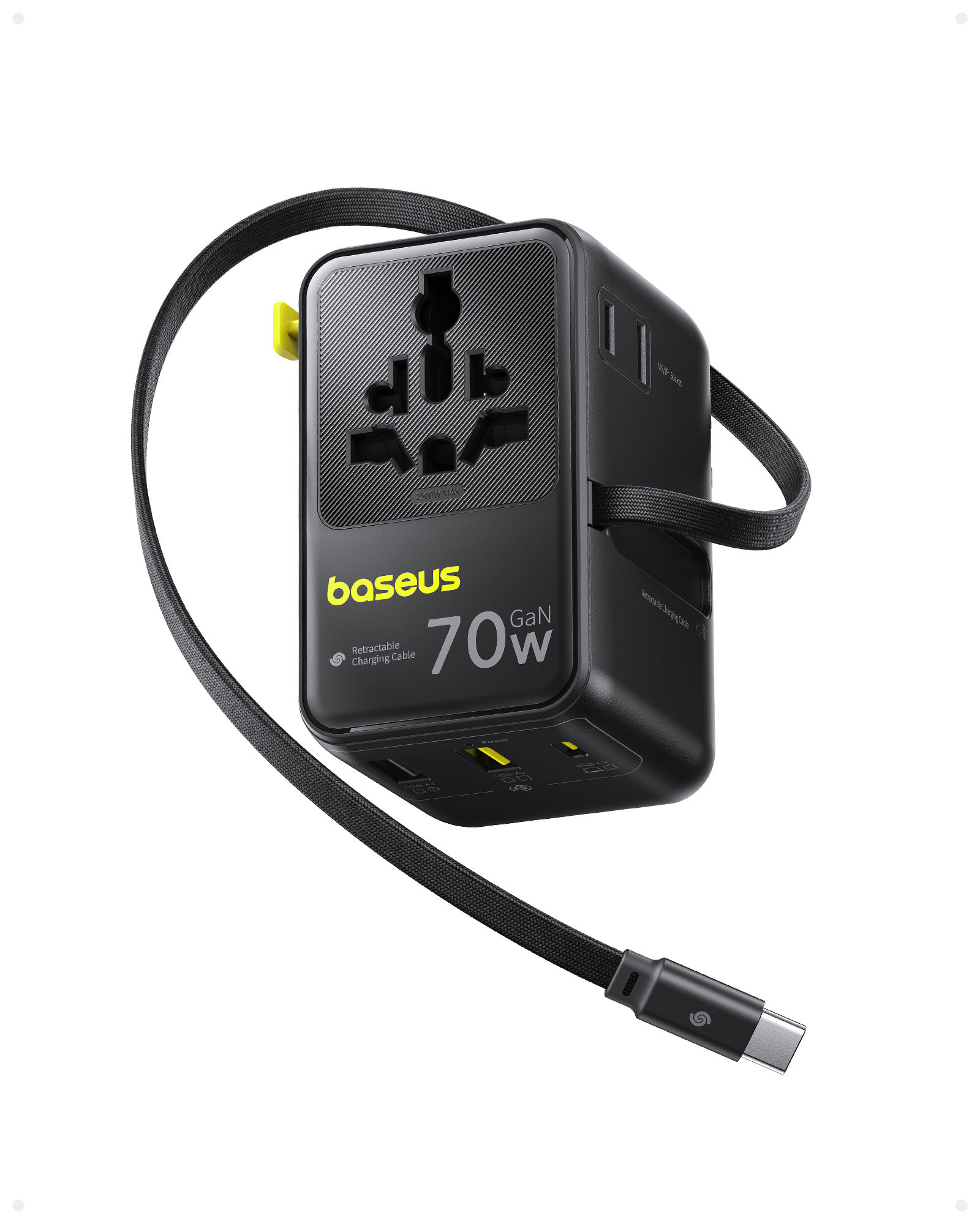 Incarcatoare retea - Incarcator retea Baseus EnerCore CG11 2xUSB-C, 2xUSB, 2xSchuko QC 70W USB-C Negru