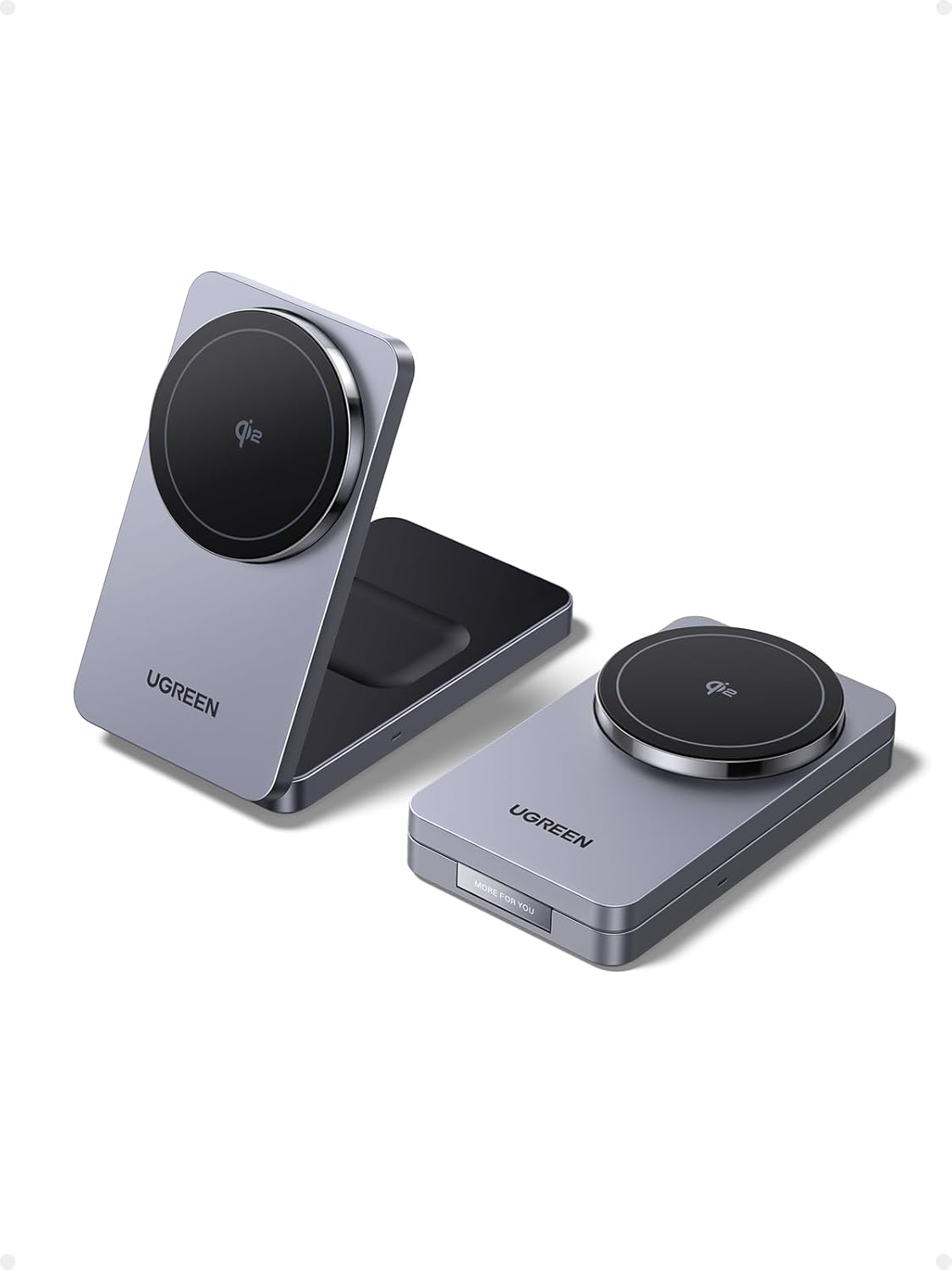 Laptop, Tablete & Telefoane - Incarcator Wireless Ugreen 2 in 1 Qi2 USB-C 30W Gri