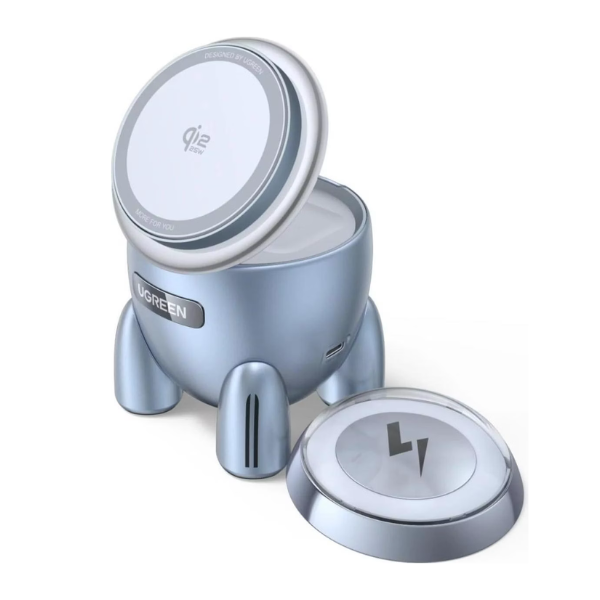 Laptop, Tablete & Telefoane - Incarcator wireless Ugreen 2 in 1 Rocket Magnetic 25W Albastru