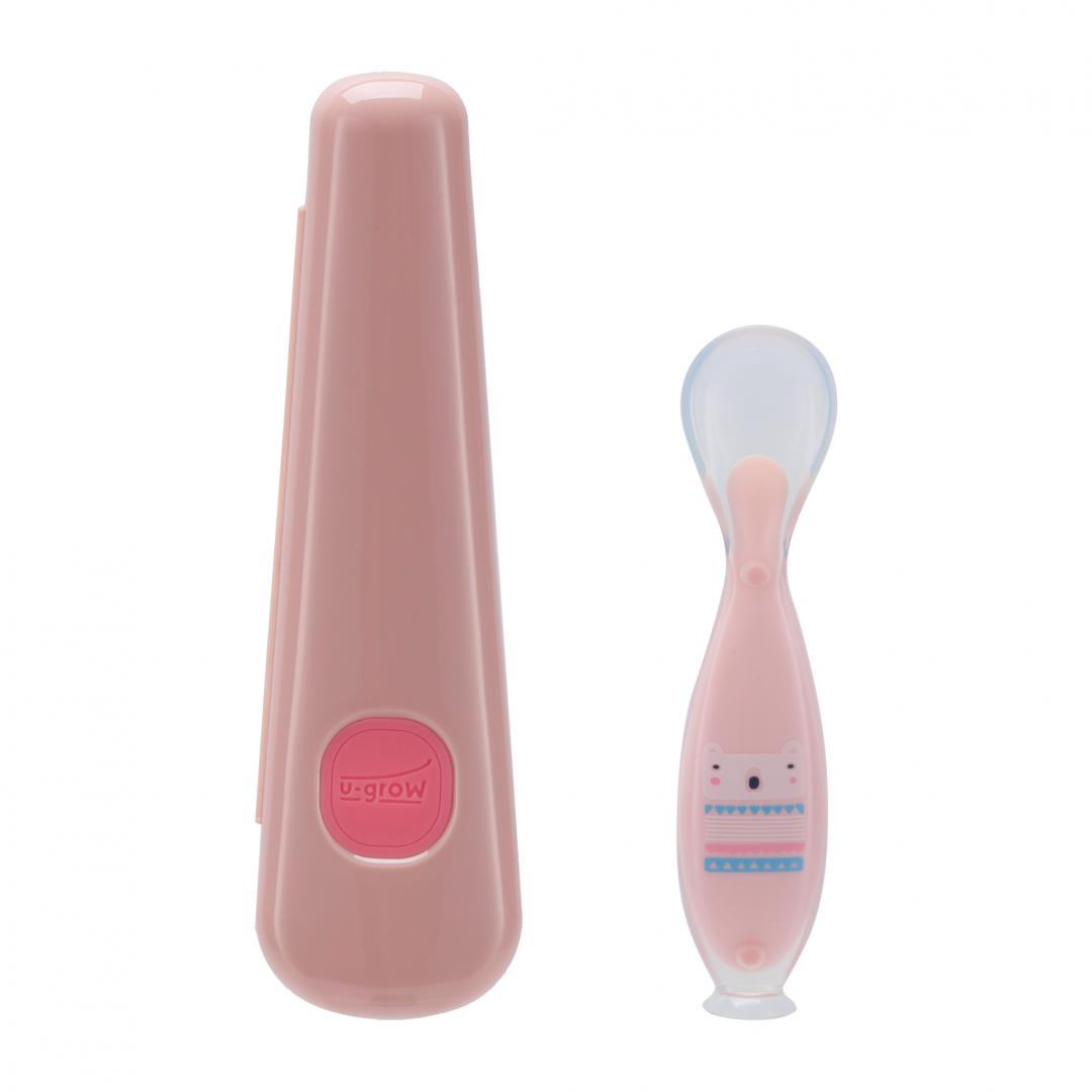 Jucarii, Copii & Bebe - Lingurita silicon suport , roz, U-Grow