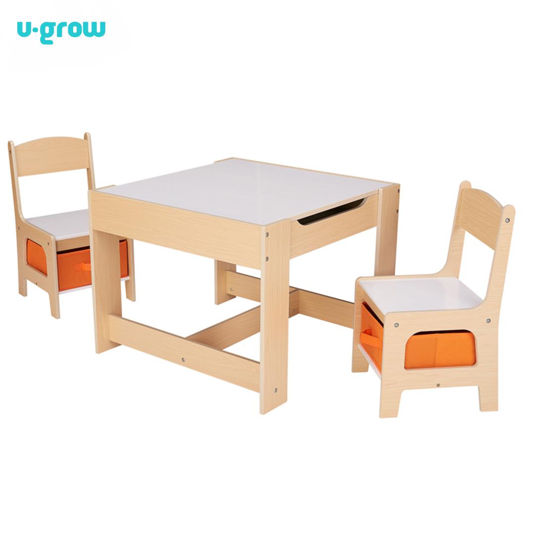 Mobilier camera copii - Set masuta si 2 scaune,lemn natur,U-Grow