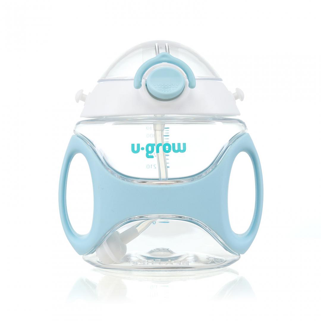 Hrana & accesorii hranire bebelusi - Sticla tritan cu pai, curea,blue,U-Grow
