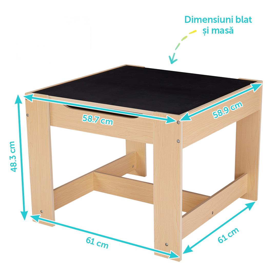 Set masuta si 2 scaune,lemn natur,U-Grow [3]
