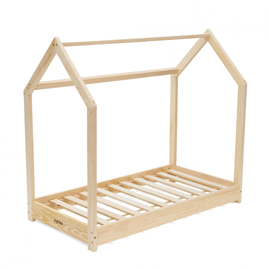 Mobilier camera copii - Pat casuta, natur, 140X70, U-Grow
