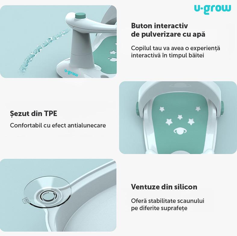 Scaun de baie bebe,reglabil,verde,U-Grow [3]