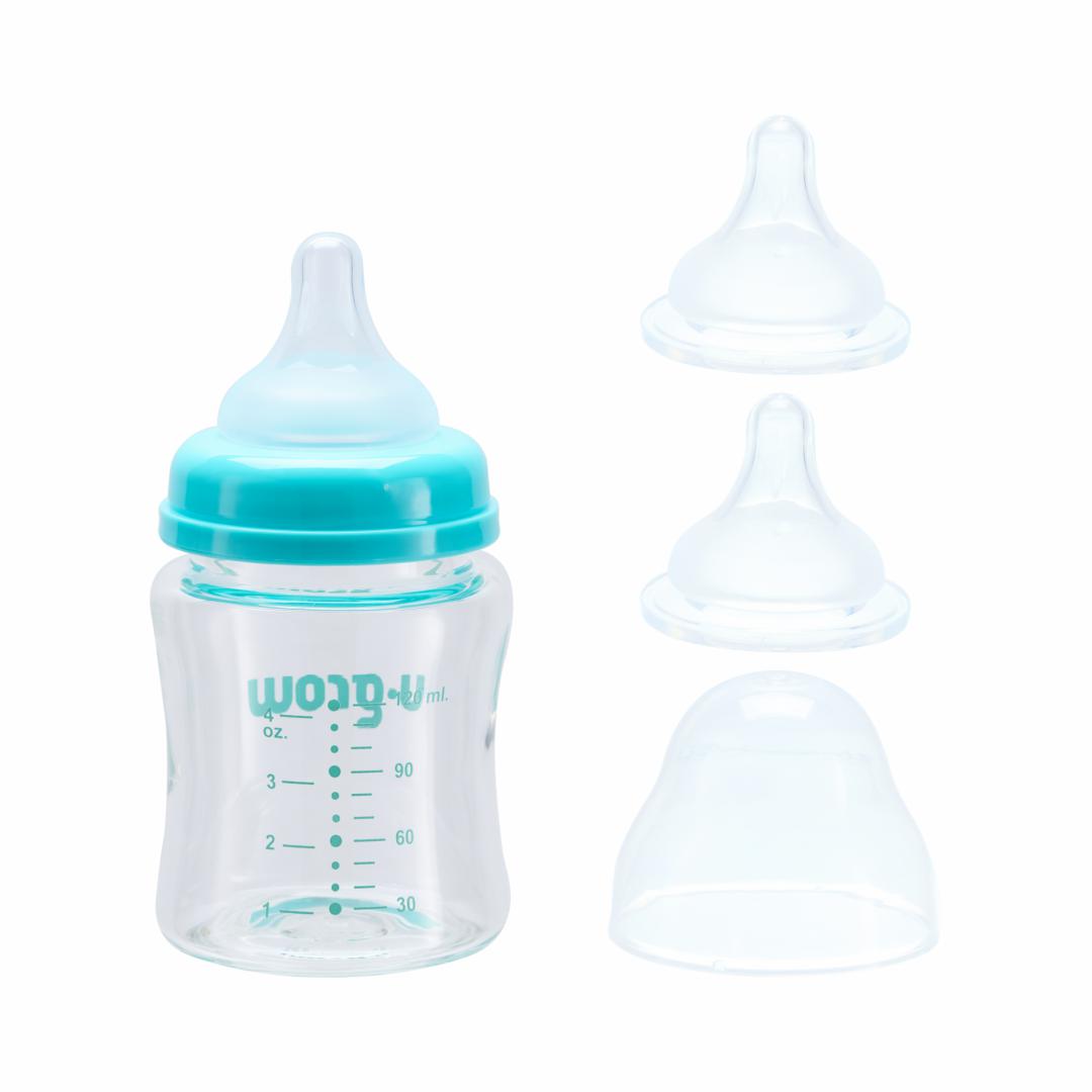 Biberon de sticla 120 ml+2 tetine,U-Grow [2]