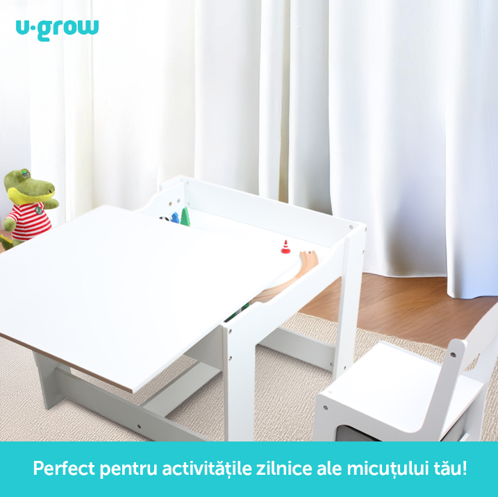 Set masuta si 2 scaune , alb MDF, U-Grow [7]