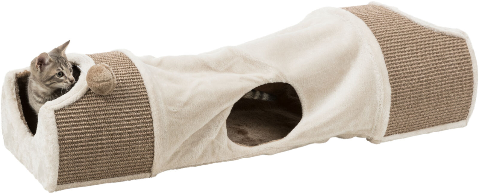 Tunel de Zgariat pentru Pisici, 110 x 30 x 38 cm, Gri Deschis/Maro [6]