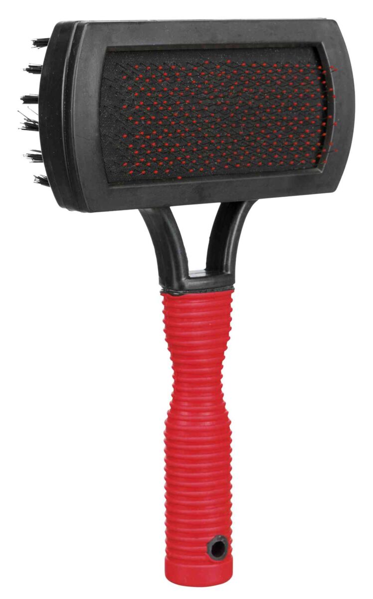 Perii, trimmere si clesti animale - Perie Tesala Dubla Soft, Plastic, 10 x 17 cm